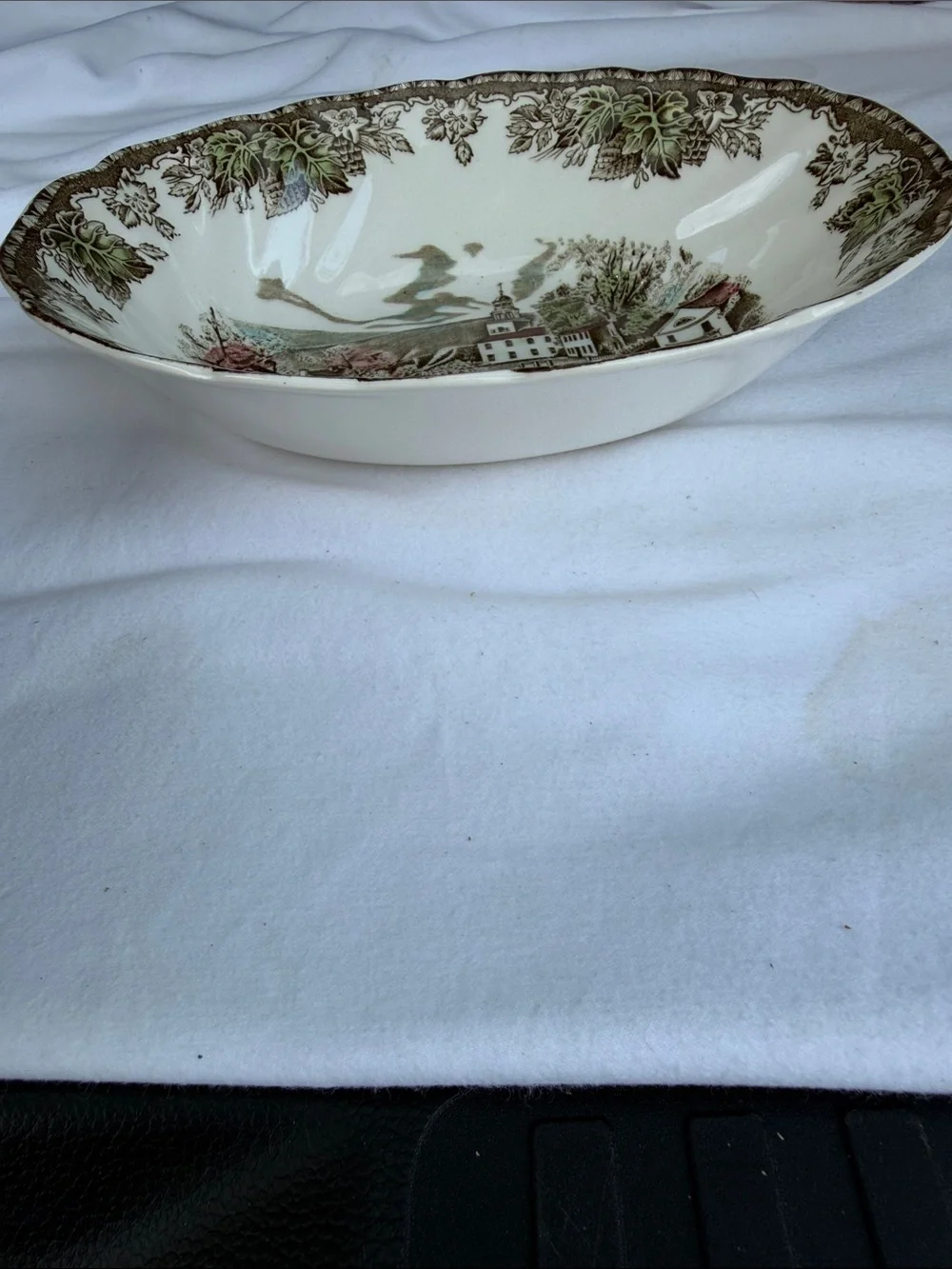 Johnson Brothers The Friendly Village serving Bowl in White, Green and Pink